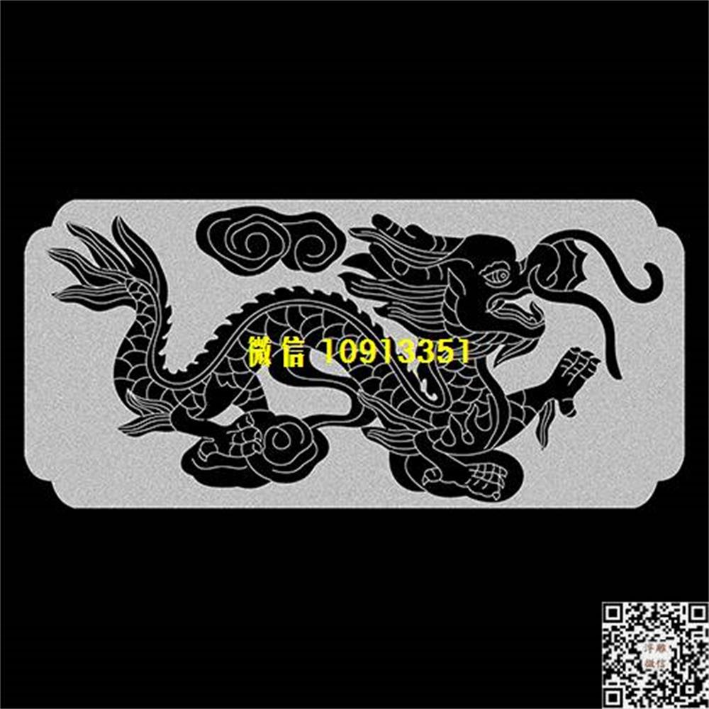 精雕图208龙栏板精雕图线雕图线条图单线铣底图_电脑雕刻plt文泰矢量图精雕图浮雕图